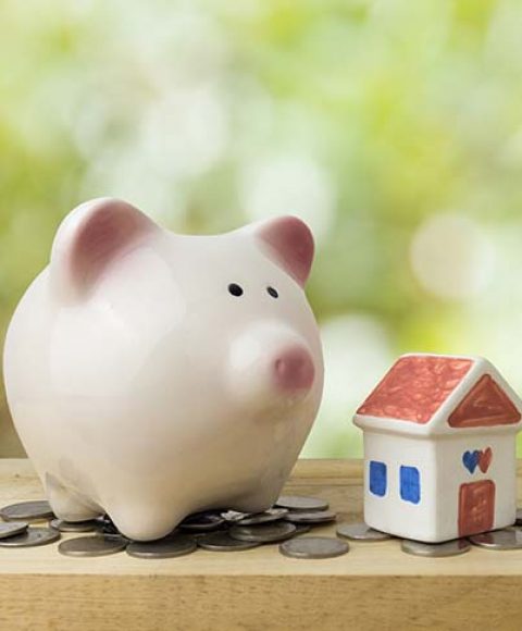 piggy bank save money for house , saving money concept